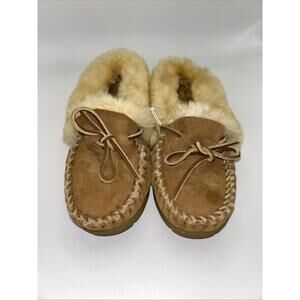 NEW LL Bean Wicked Good Moccasins Tan Suede Women's Size 6 Brown Slippers